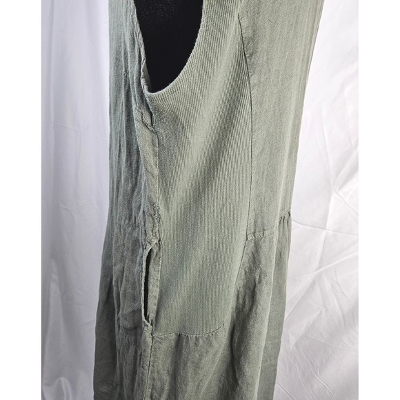 Women's Lina‎ Tomei Italy Linen Blend Olive Green Sleeveless Dress Pockets Sz XL - Picture 5 of 11